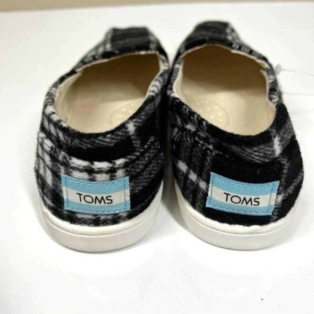 Toms black and white plaid slip on size Y3 Kid Junior US Y3